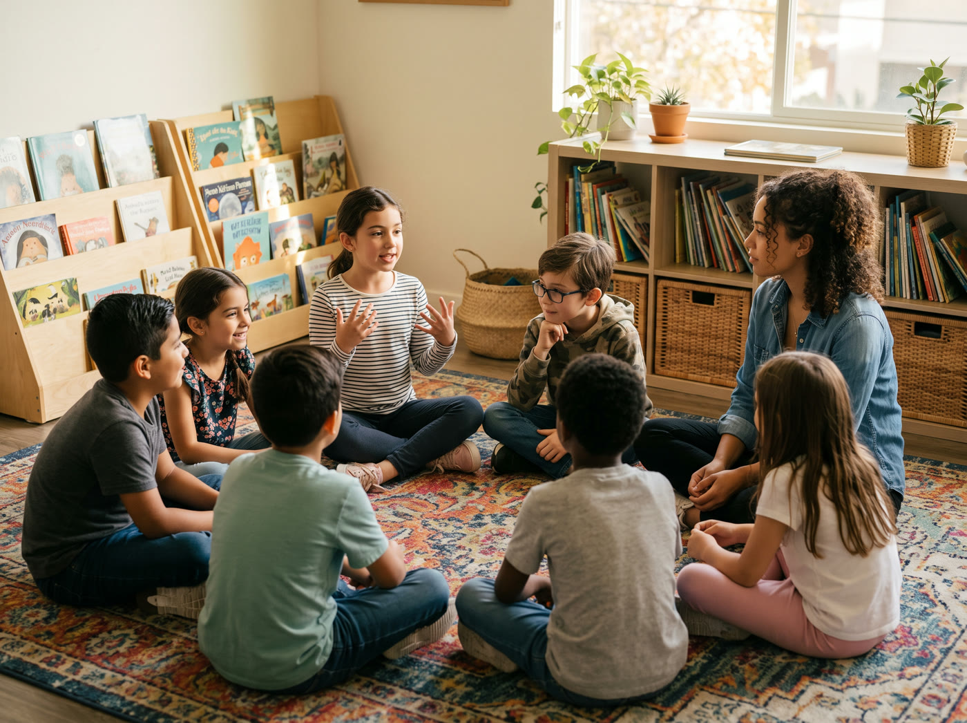 Children connecting in a small social group
