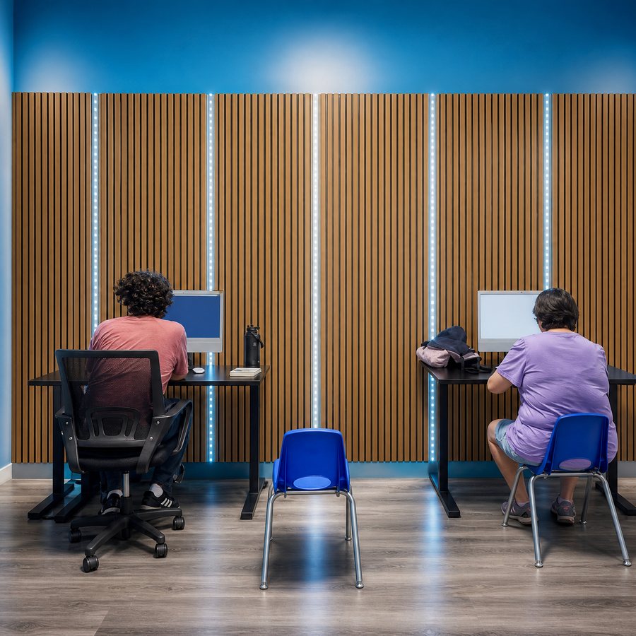 Participants working in the computer lab